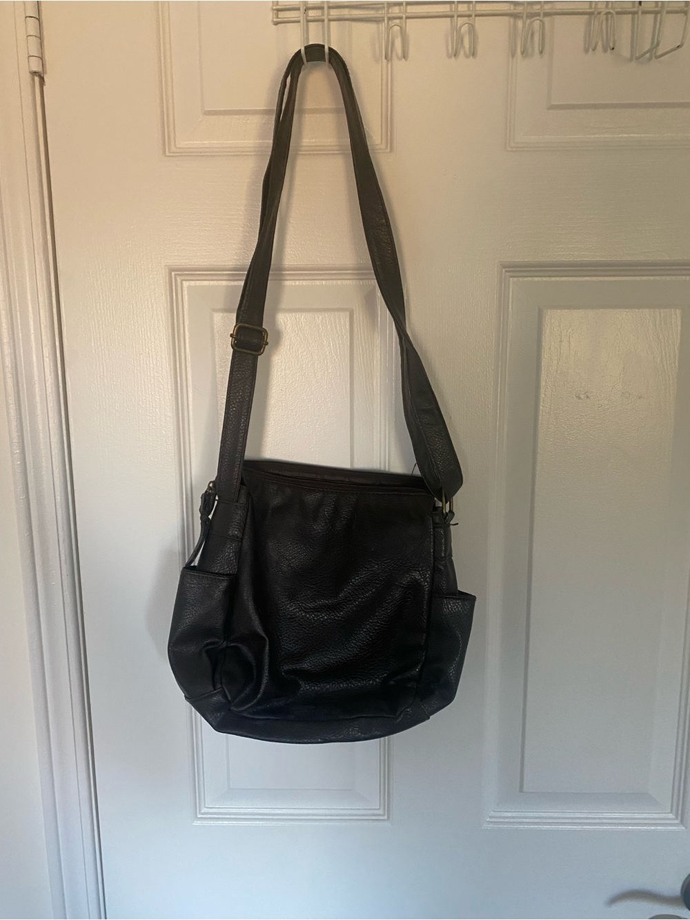 Naturalizer Black Pebbled Leather Crossbody Shoulder Bag